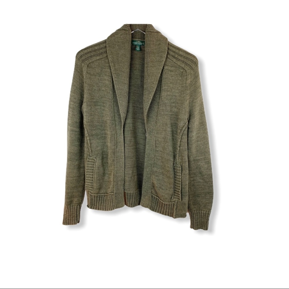 Lauren Ralph Lauren Shawl Collar Boyfriend Grandfather Sweater Cardigan …
